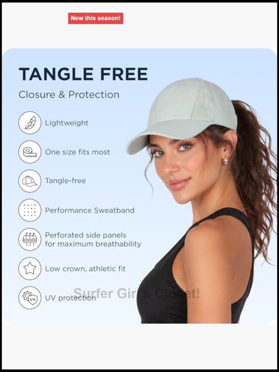 Patented Ponytail Baseball Cap, Feather-Light Active Hat with Open Back main image 5